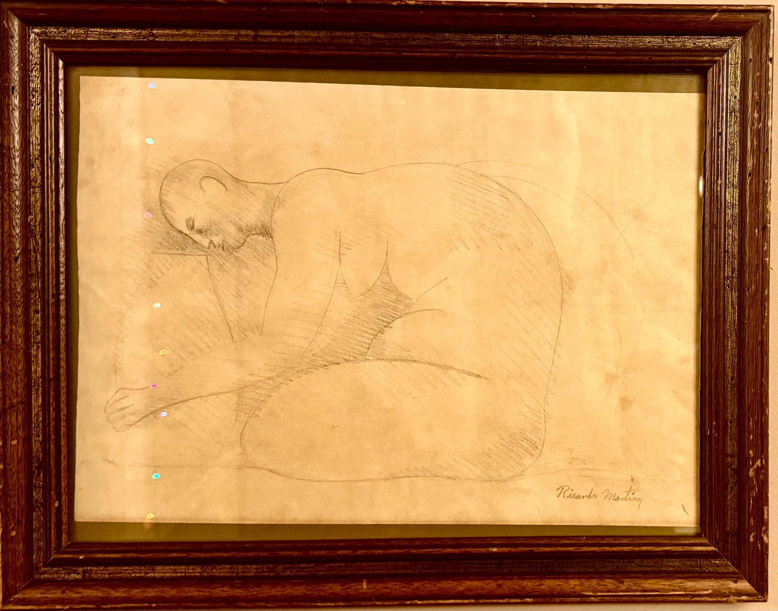 Important American Texas Mexican Modernist Graphite Nude Drawing Ricardo Martinez Signed: Important American Texas Mexican Modernist Graphite Nude Drawing Ricardo Martinez SLR, 11 x 15, 15 x 19” Overall.