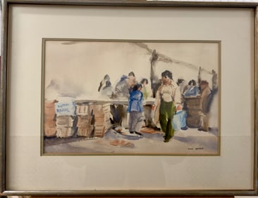 Vintage Japanese Artist Watercolor Signed Miko Tanaka