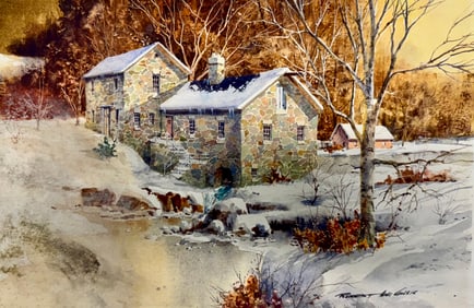 Vintgage American Original watercolor Robert Donald Macgillis signed
