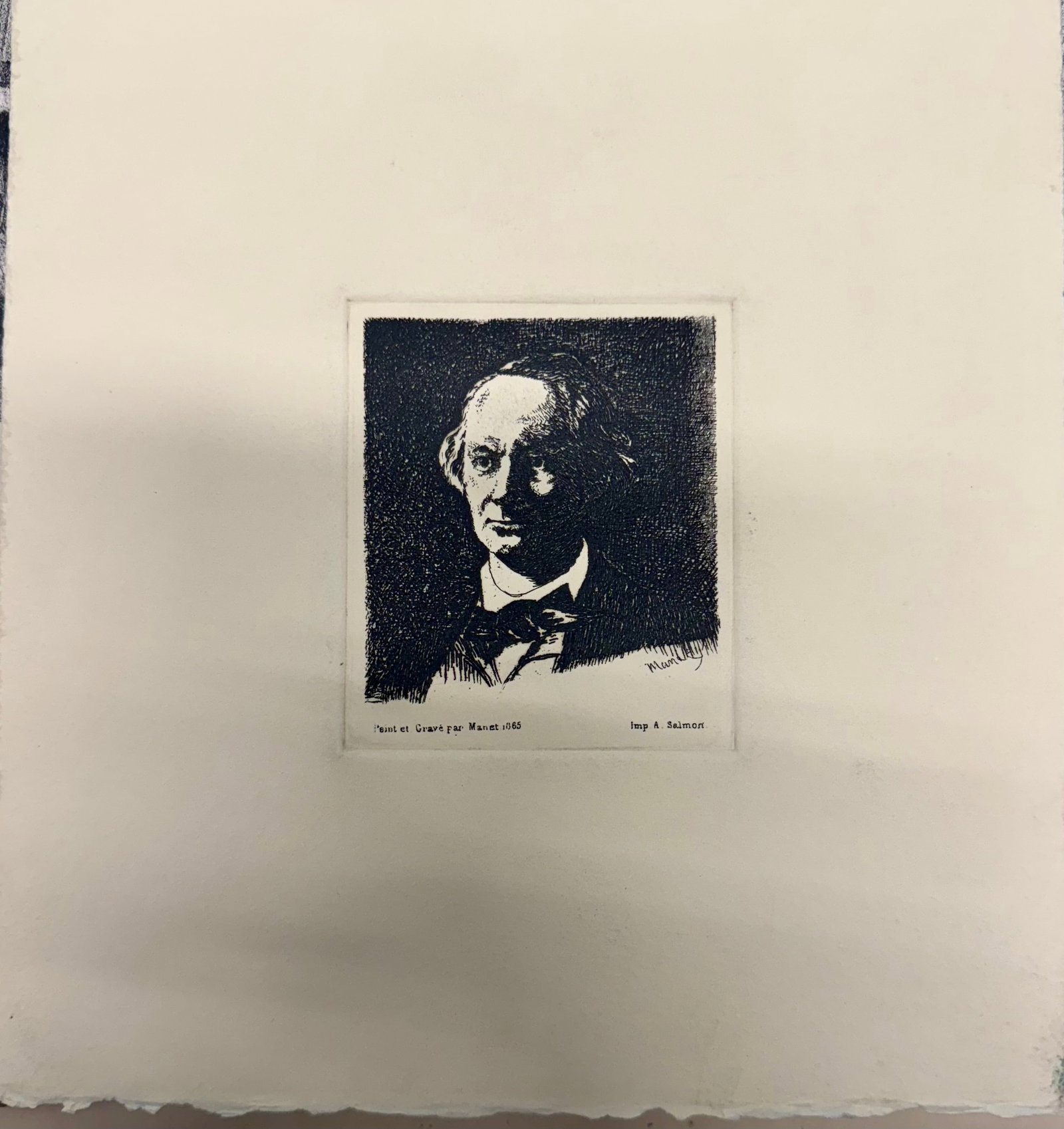 Vintage French Etching after Edouard Manet: Vintage French Etching after Edouard Manet, 9 x 9" Overall