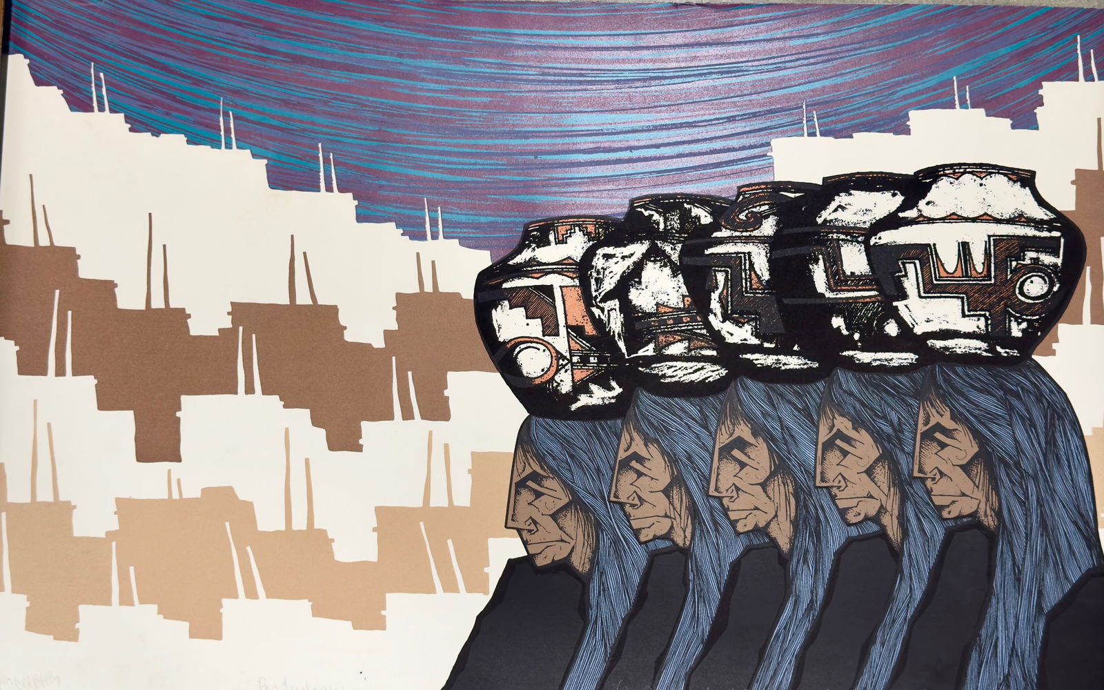 Vintage American Arizona Artist Native American Amado Maurilio Pena Serigraph Signed (1 of 5)