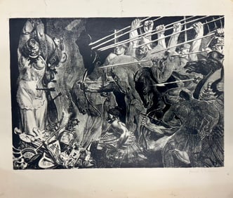 Vintage American Pennsylvania WPA Lithograph Signed Joseph E. Bolden