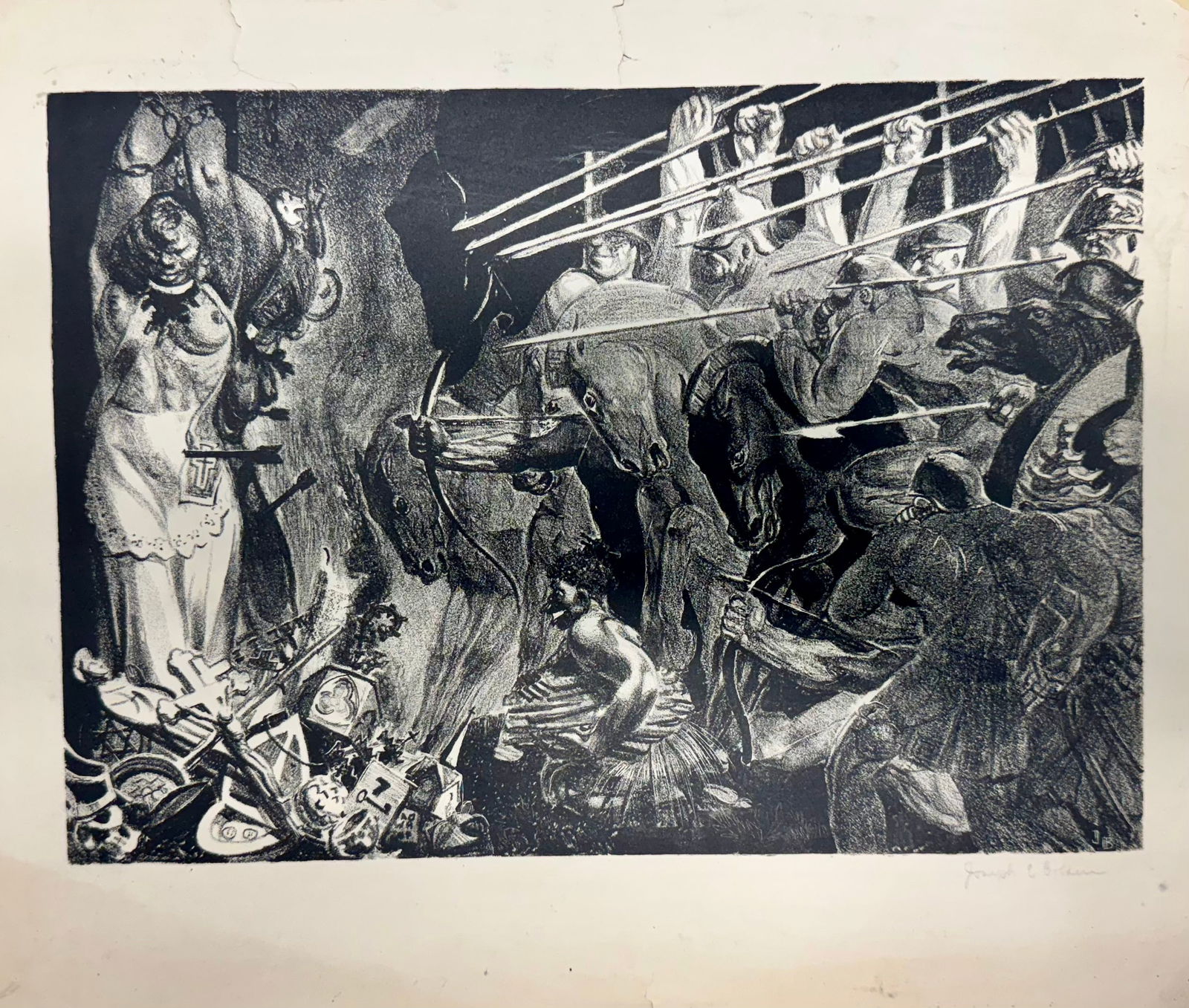 Vintage American Pennsylvania WPA Lithograph Signed Joseph E. Bolden (1 of 2)