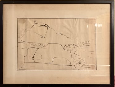 Vintage American Virginia Mid Century Modern Artist Ink Drawing Honore Sharrer Signed
