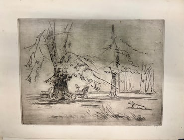 Vintage Durch Artist Etching Constant Van Der Wall Signed