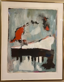 Mid Century Modern Mystery American Abstract oil Painting