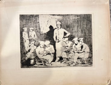 Antique French etching Theodule-Augustin Ribot