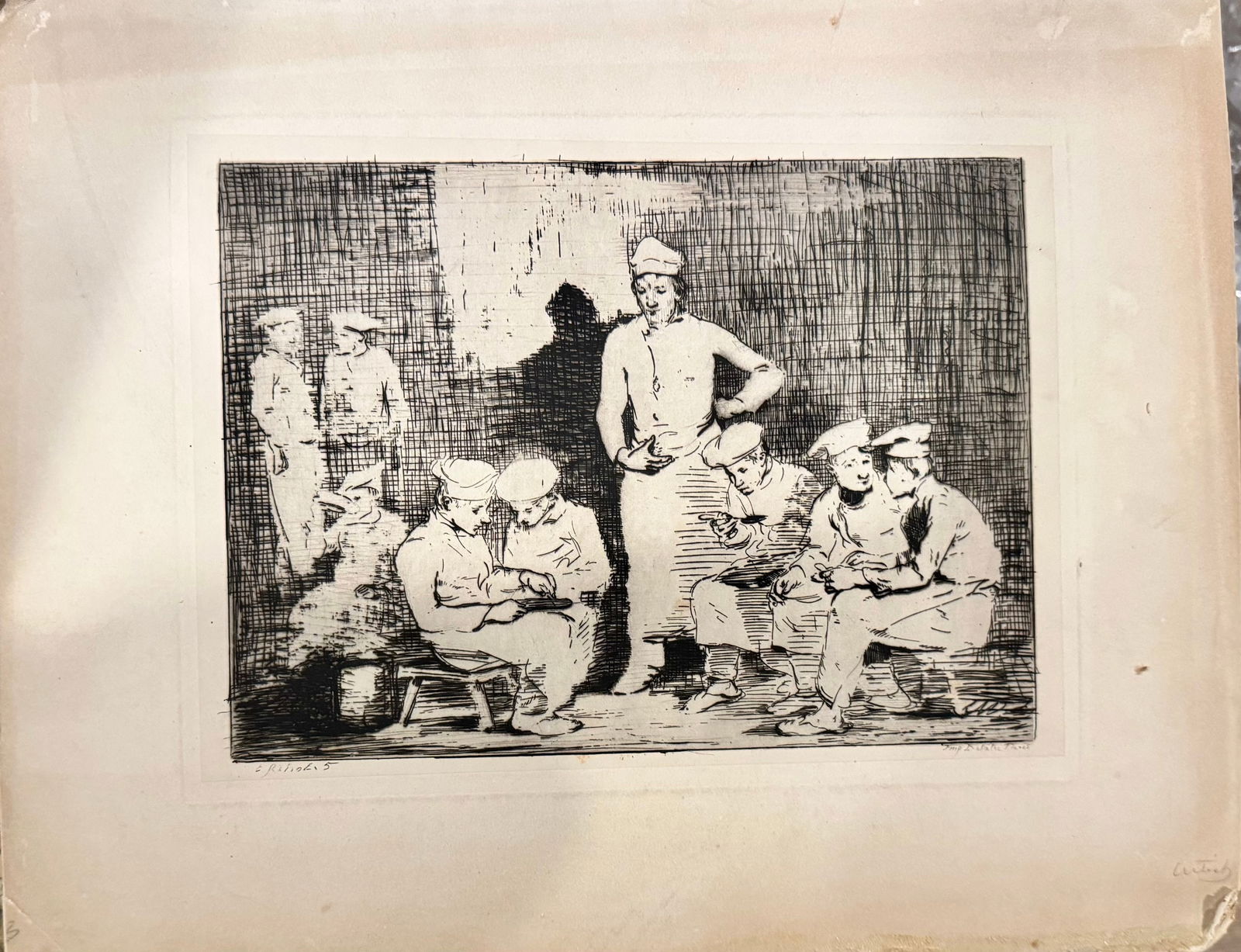 Antique French etching Theodule-Augustin Ribot (1 of 2)