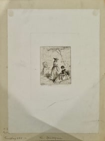 Antique French Engraving Charles Jacque #2