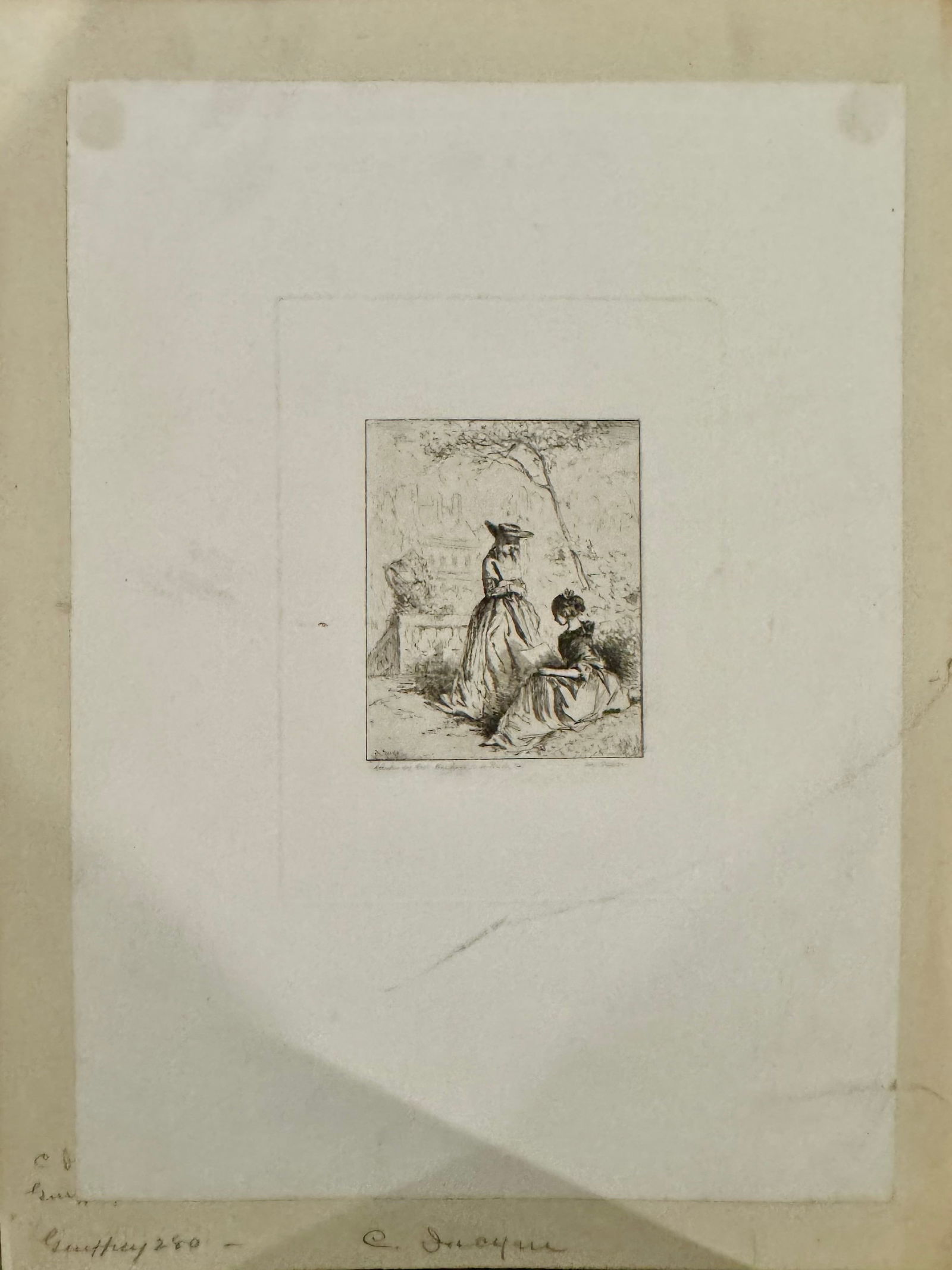 Antique French Engraving  Charles Jacque #2 (1 of 1)