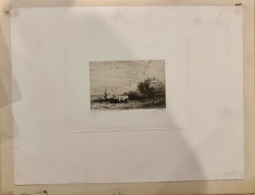 Antique French Engraving Charles Jacque #3