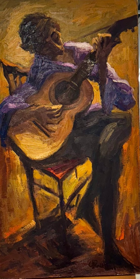 Vintage American New York Artist Arnold Hoffman Figurative Expressionist Oil Painting SIgned: Vintage American New York Artist Arnold Hoffman Figurative Expressionist Oil Painting Signed, 42 x 22"