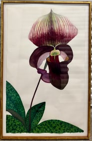 Vintage American Oversize Watercolor of an Iris