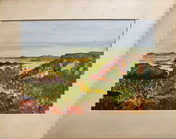 Vintage Queensland Australia watercolor Signed Joe Rootsey