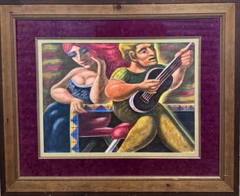 Vintage Figurative Abstract pastel signed Gerber