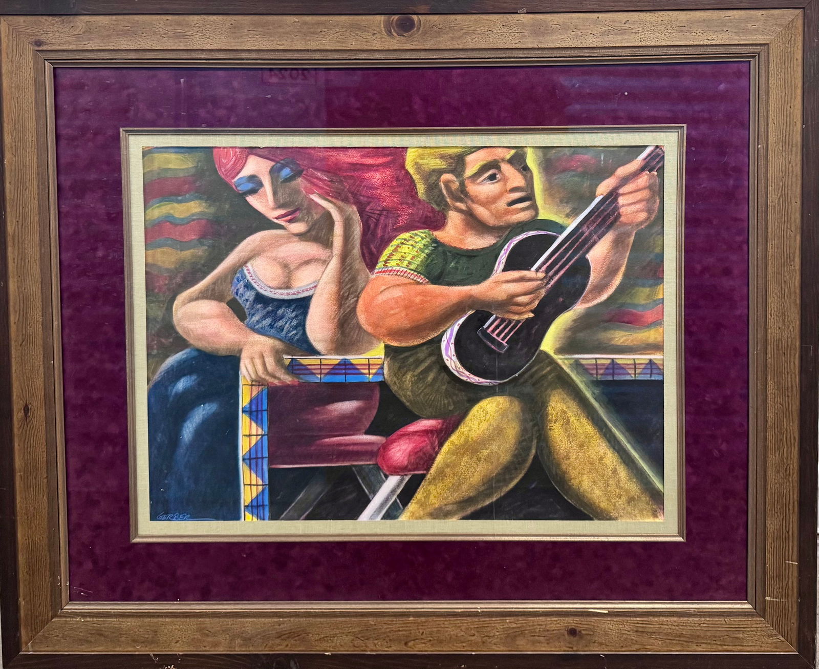 Vintage Figurative Abstract pastel signed Gerber (1 of 3)