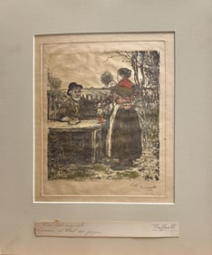 Antique French Colored Etching Jean Francois Raffaelli Signed