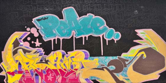 Vintage New York Graffiti Street Art Oil Painting Signed