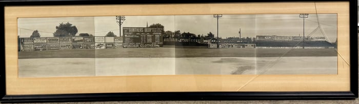 Antique Panoramic Photograph of a Baseball outfield in Baltimore Maryland 1940's