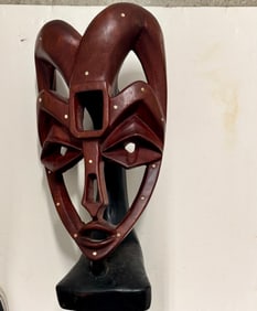 Vintage Modernist African Sculpture inlaid