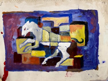 Vintage MCM Abstract Oil painting #1