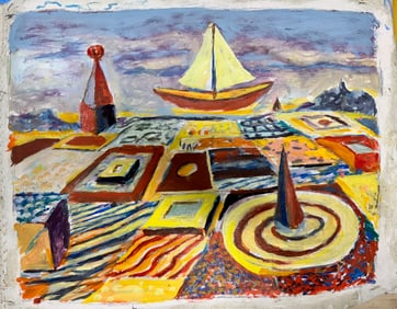 Vintage MCM Abstract Oil painting #3