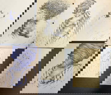 (6) Six African American subject drawings Signed #2: (6) Six American Figurative African American ink and graphite drawings Signed #2,mid-90s up to 2000, signed. The largest is 11”x 9”.