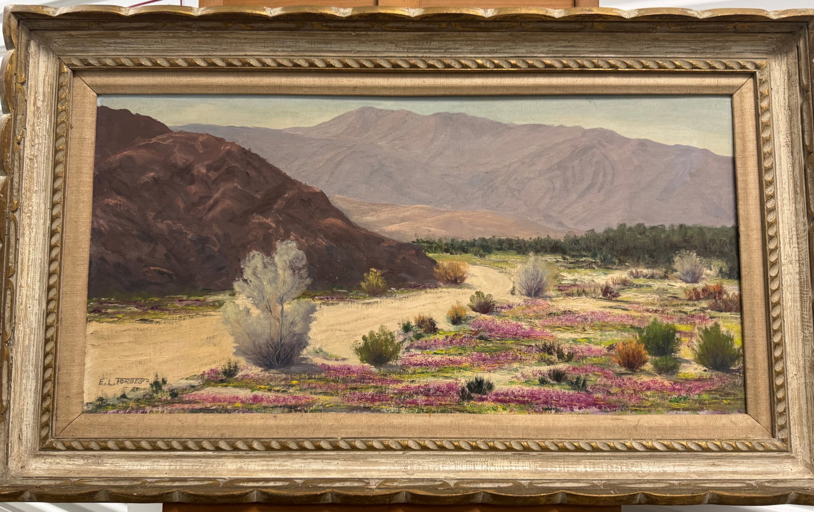 Vintage California Impressionist Palm Springs Edward Leo Forbes Oil Painting Signed: Vintage California Impressionist Palm Springs Edward Leo Forbes Oil Painting, SLL, 17 x 29", 22 x 34" framed