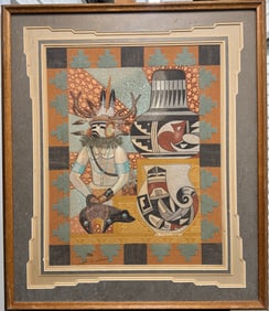 Vintage American Navajo Sandpainting Indian James Cambridge