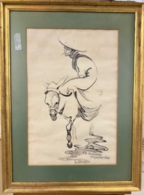 Spanish Ink Drawing Signed