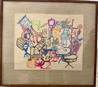 American MCM Abstract Expressionist Mixed Media