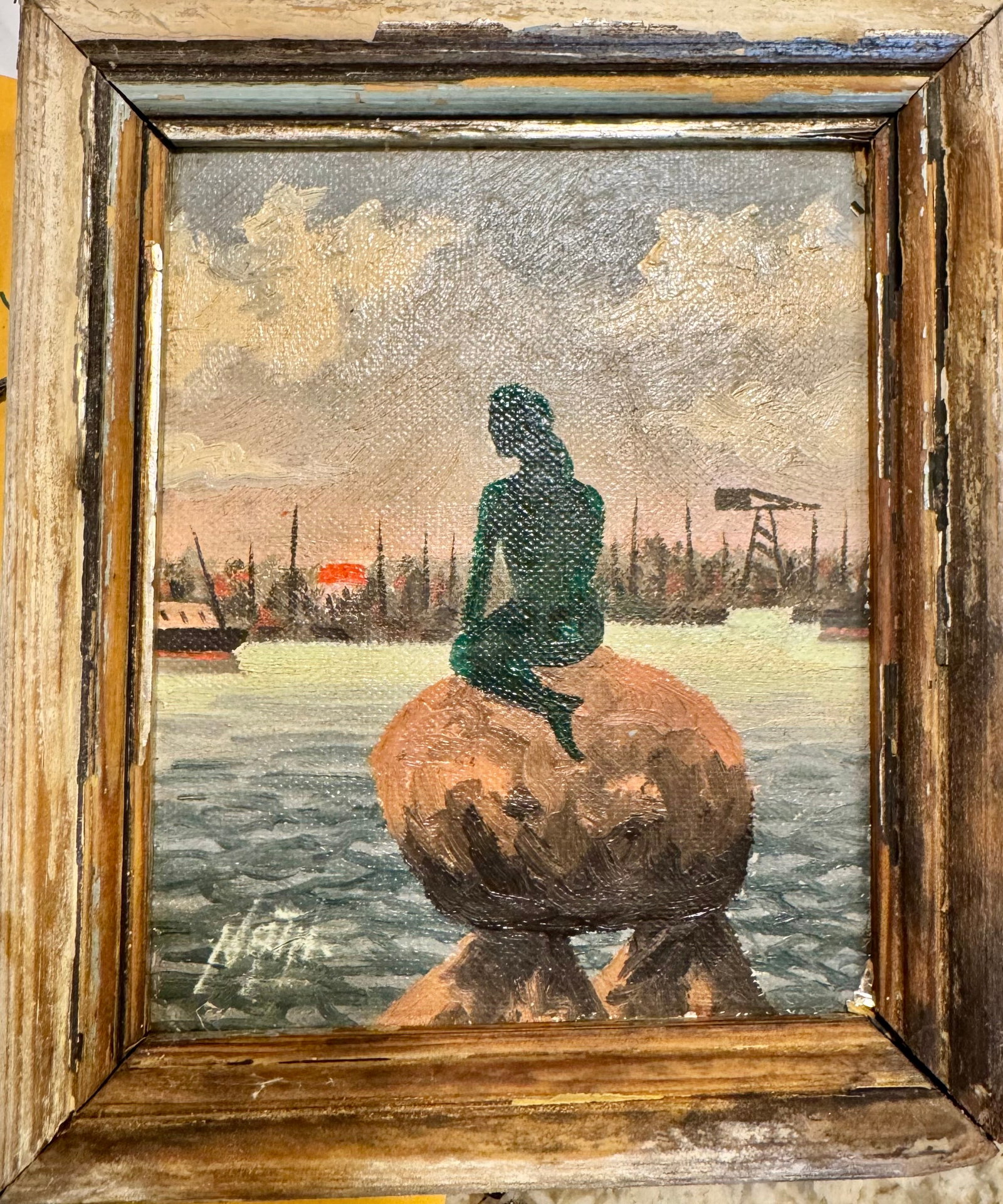 Vintage Impressionist Oil Painting Signed: Vintage Impressionist Oil Painting Signed, Nath, 6 x 5", 7 x 6" Overall