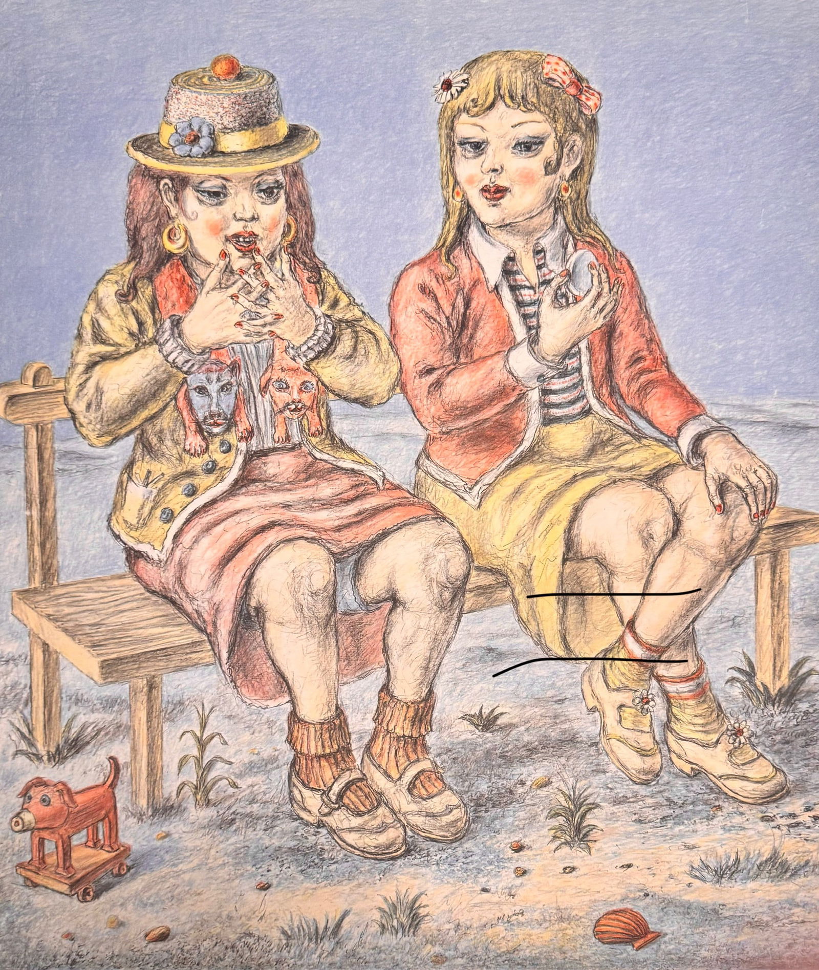 Vintage MCM Figurative Modernist Peter Passuntino Rhino Horn Group #5 Lithograph Signed (1 of 2)