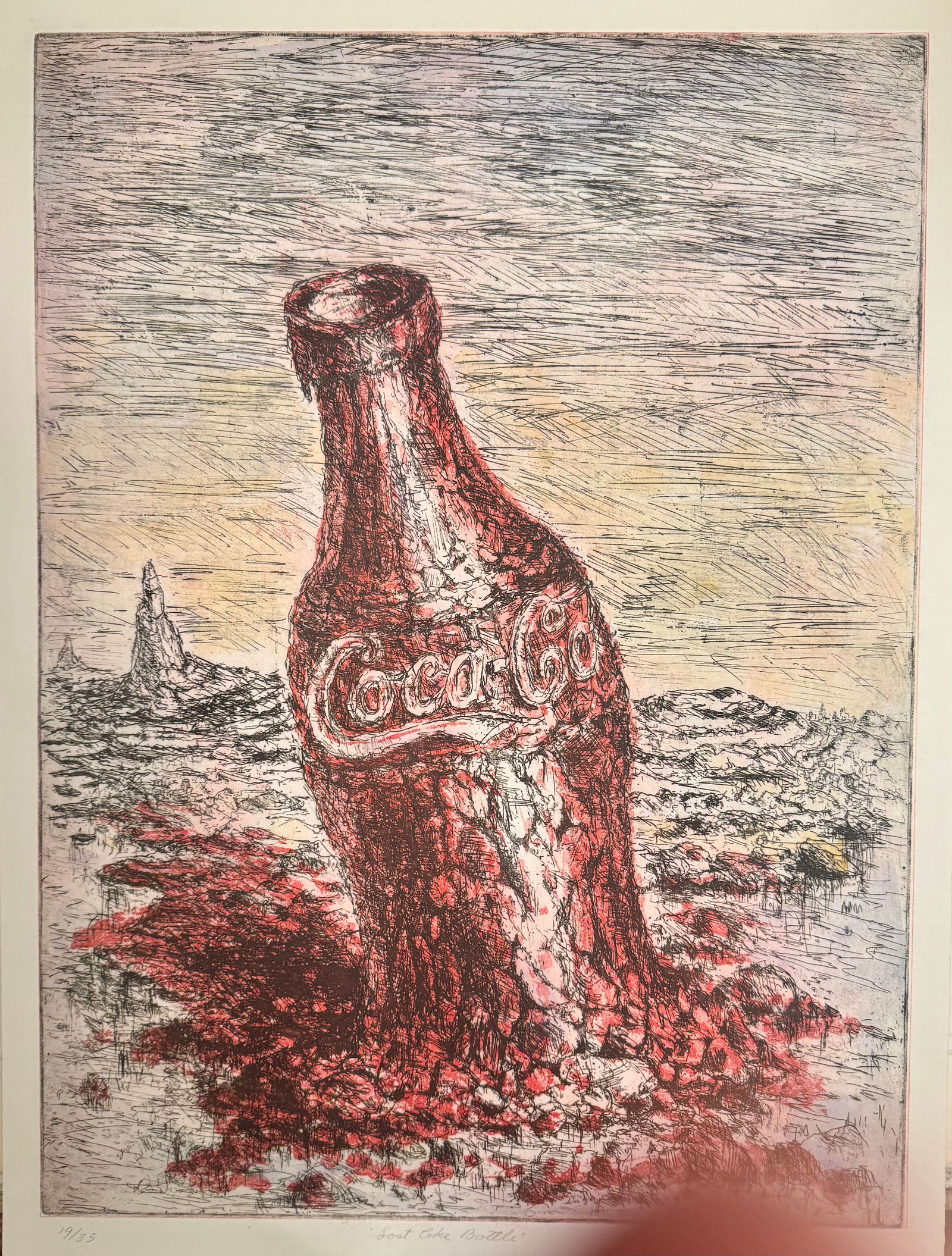 Vintage MCM Figurative Modernist Peter Passuntino Rhino Horn Group #11 Etching Signed (1 of 4)