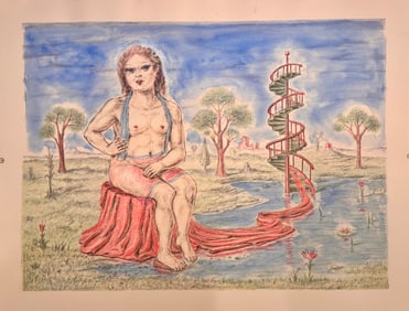 Vintage MCM Figurative Modernist Peter Passuntino Rhino Horn Group #16 Lithograph unsigned