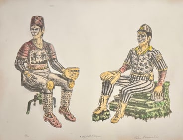 Vintage MCM Figurative Modernist Peter Passuntino Rhino Horn Group #20 Lithograph Signed
