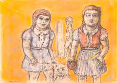 Vintage MCM Mixed Media Figurative Modern Peter Passuntino Signed Original #27