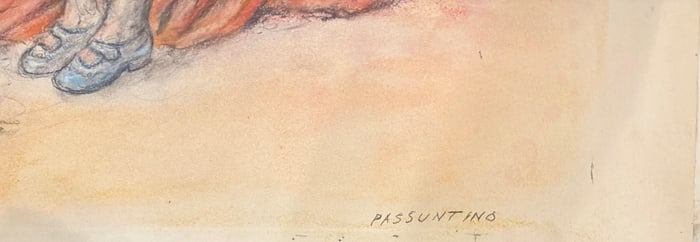 Vintage MCM Mixed Media Figurative Modern Peter Passuntino Signed Original #30