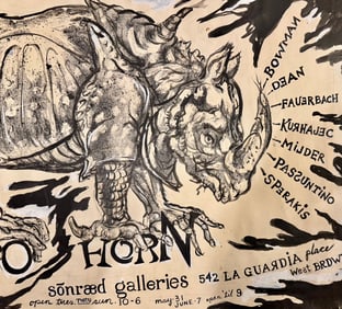 Vintage Original Mixed Media Modern Design for an Exhibition Poster for The Rhino Horn Group #35