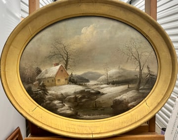 Antique American 19th Century Oil Painting John Rubens Smith Maine