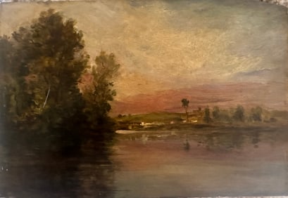 Antique French 19th Century Oil Painting Landscape