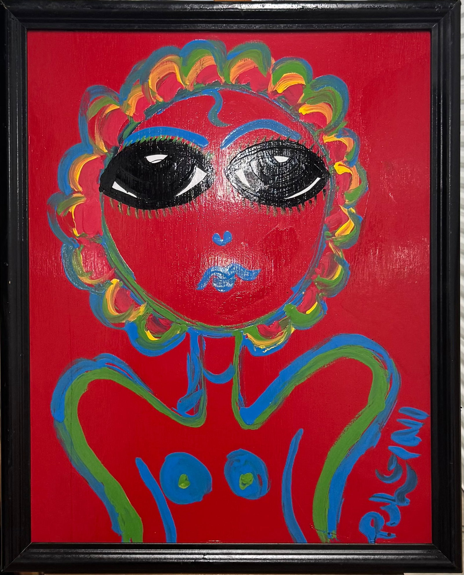 Thomas Pulgini Modernist Pop Art Red Female Nude Oil Painting Signed: Thomas Pulgini Modernist Pop Art Red Female Nude Oil Painting Signed, Oil on wood panel, 28” by 22”. SLR. Thomas Pulgini, Born 1965 in Wilmington Delaware