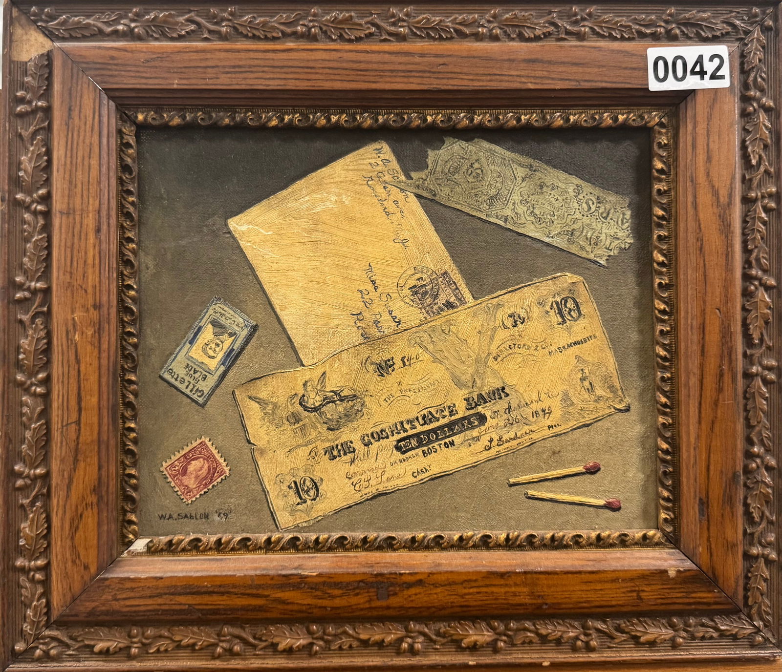 American 19th Century Trompe L’oeil Oil Painting Signed (1 of 6)