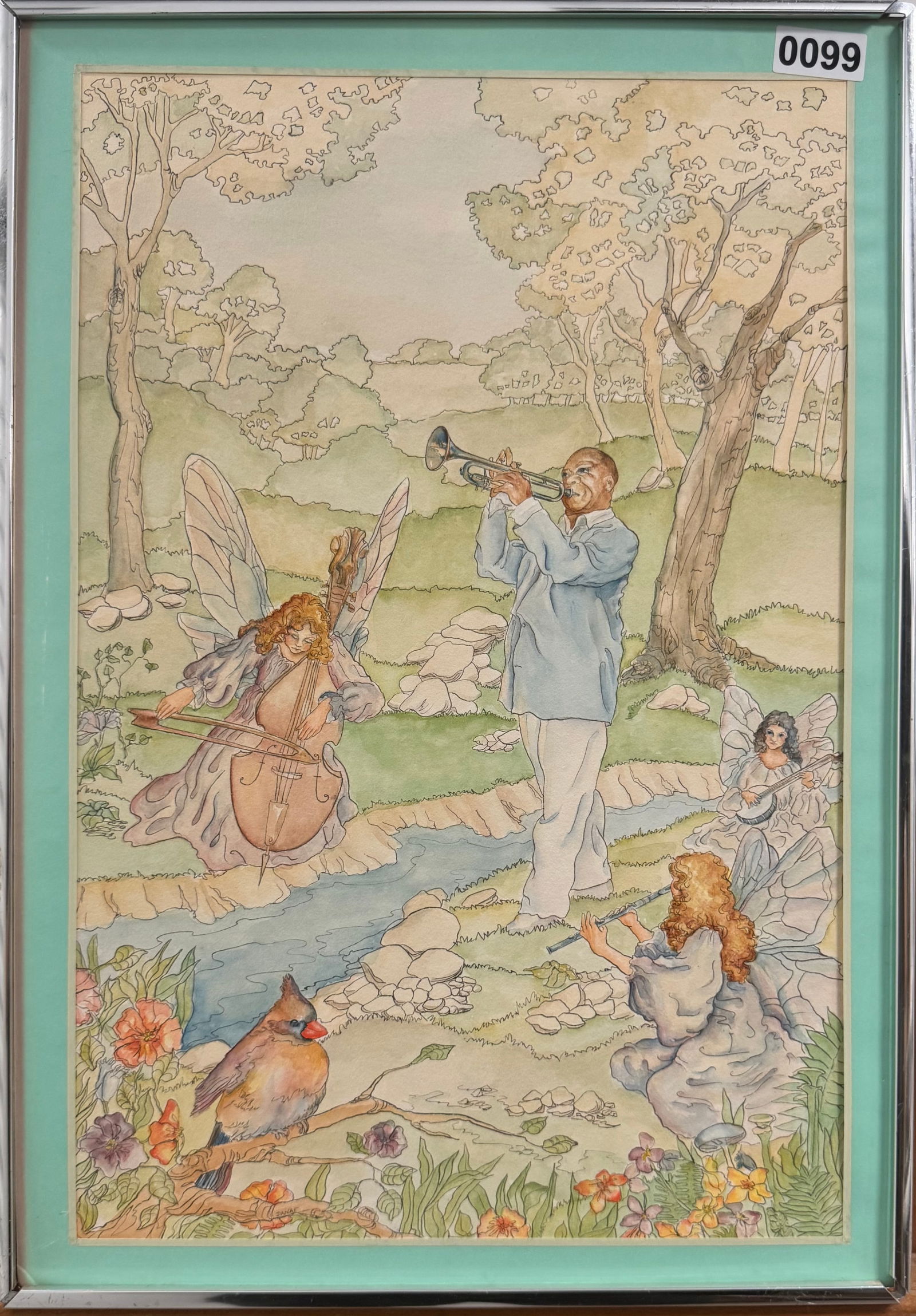 American Illustration of Louis Armstrong with Angels Signed (1 of 3)