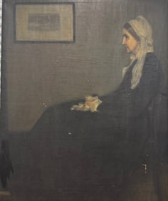 American Tonalist After James McNeill Whistler "Whistlers' Mother" Oil Painting