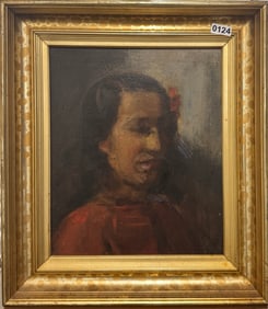 American Impressionist Modernist Portrait Oil Painting Signed