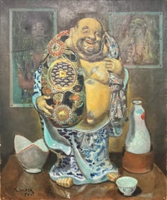 Japanese Impressionist artist K. Iwata Oil Painting