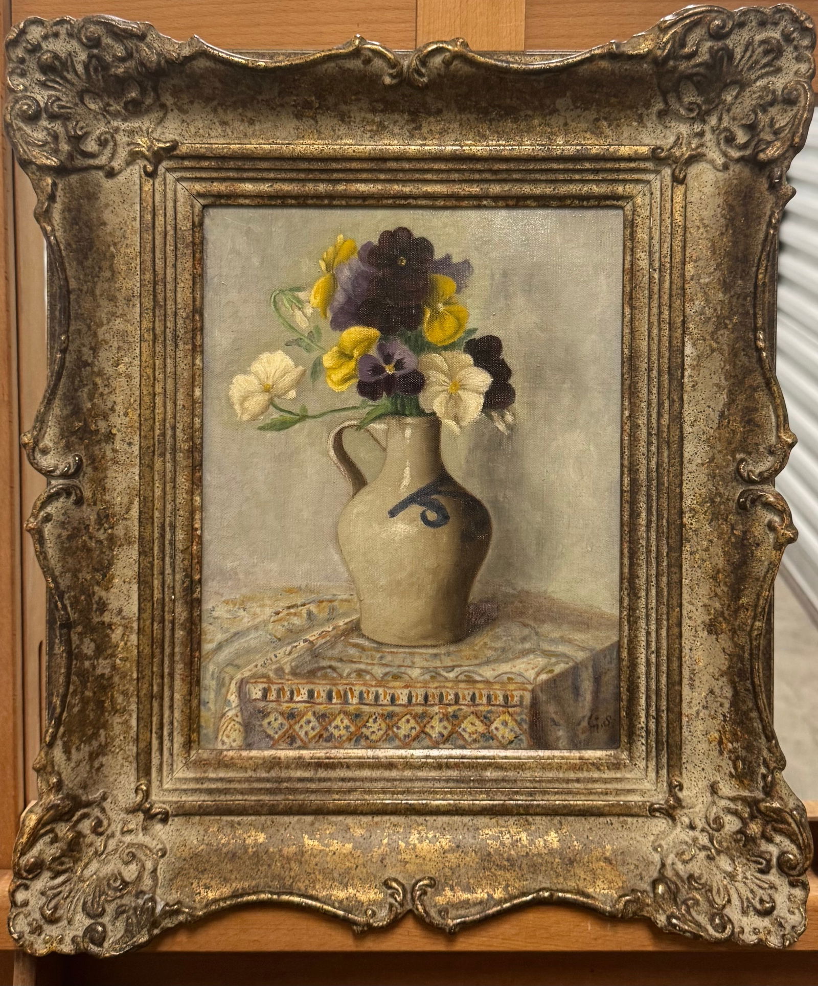 French Impressionist Still Life Signed Oil Painting: French Impressionist Still Life Signed Oil Painting, G.S. Dated 1915. !0-1/2” by 8-1/4” SLR and verso.