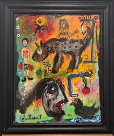 Louis Vuittonet American Texas Folk Artist Oil Painting Signed