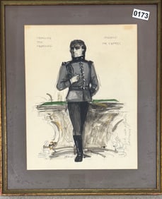 English American Artist Desmond Heeley Original Costume design Signed
